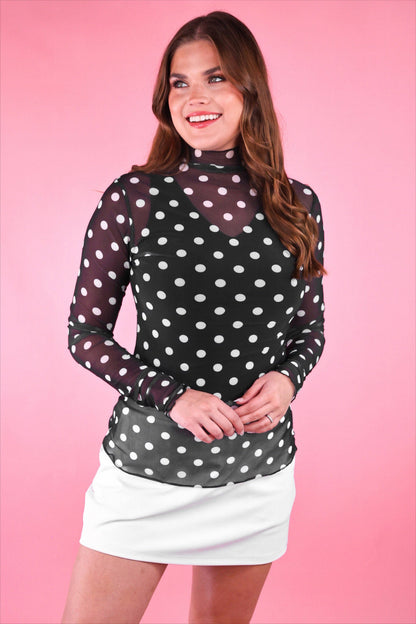 Jess Lea - Keigan Mesh Top- After Dark Polka Dot