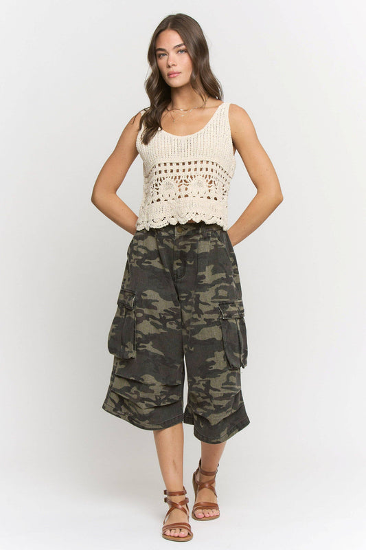 JADE BY JANE - PLUS SIZE CAMO CARGO MIDI PANTS