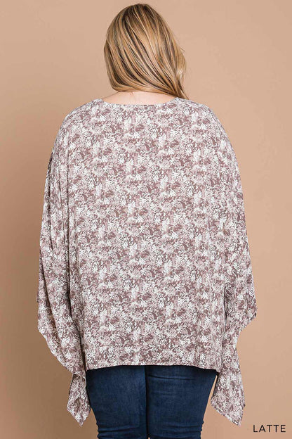 Latte Abstract Floral Printed Blouse