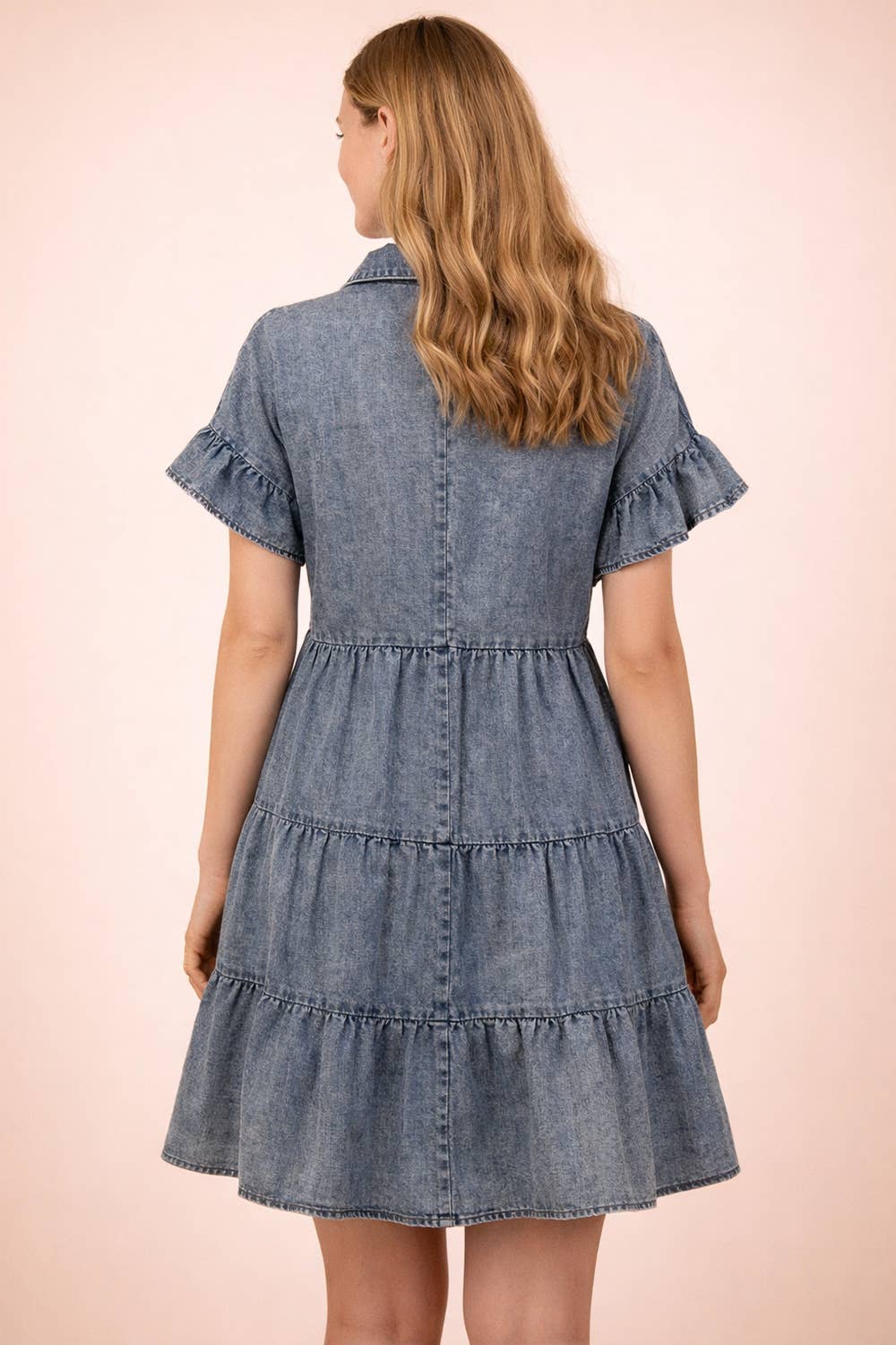 Chambray Mineral Washed Shirt Mini Dress