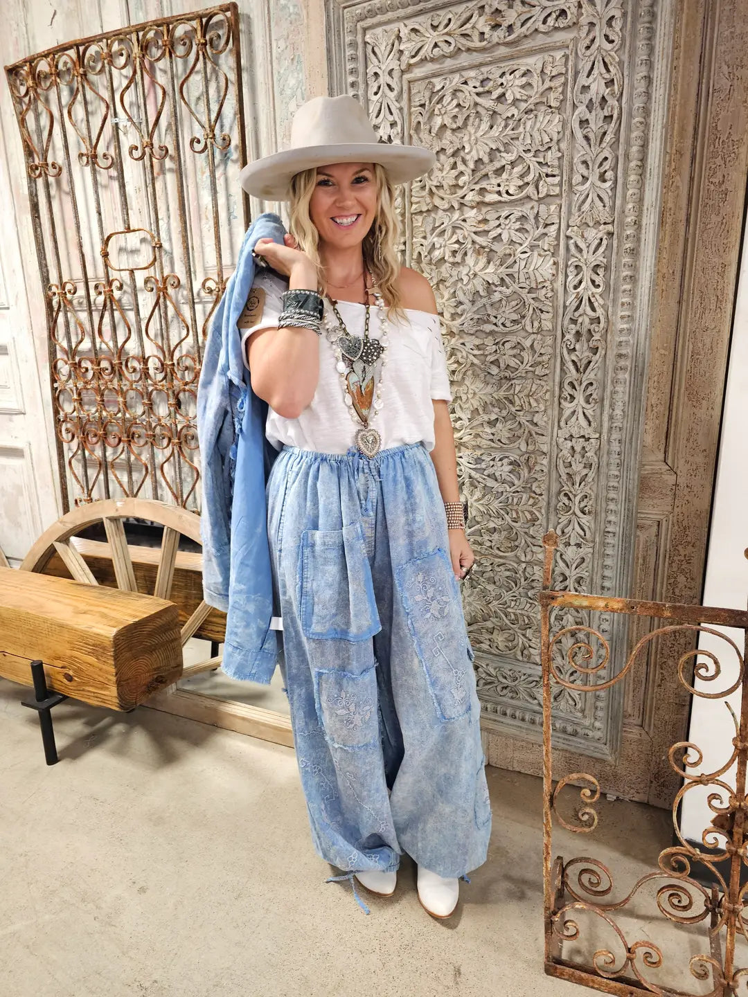Blue Cross Stitch Genie Pant By A Rare Bird