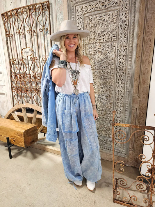 Blue Cross Stitch Genie Pant By A Rare Bird