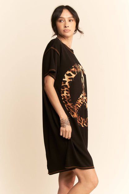 Davi & Dani - ANIMAL PEACE SYMBOL SHORT SLEEVE KNIT DRESS*SALE*