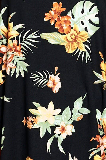 Black/Yellow Tropical Mermaid Maxi Skirt