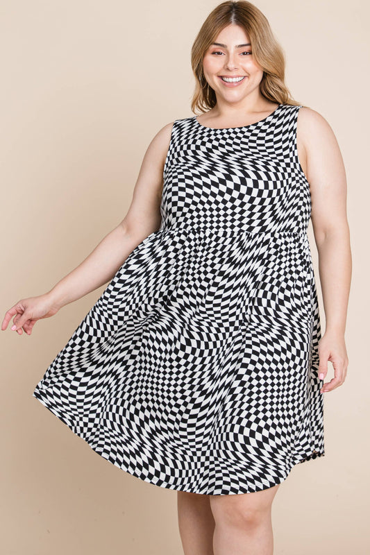 Curvy Checkered Babydoll Dress