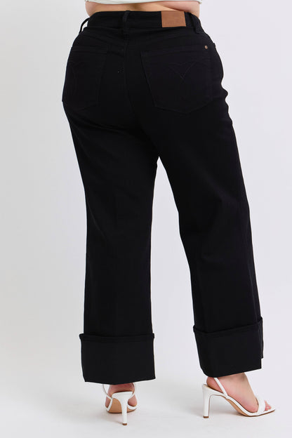 Judy Blue Jeans - High Waisted Retro Wide Cuffed Leg -