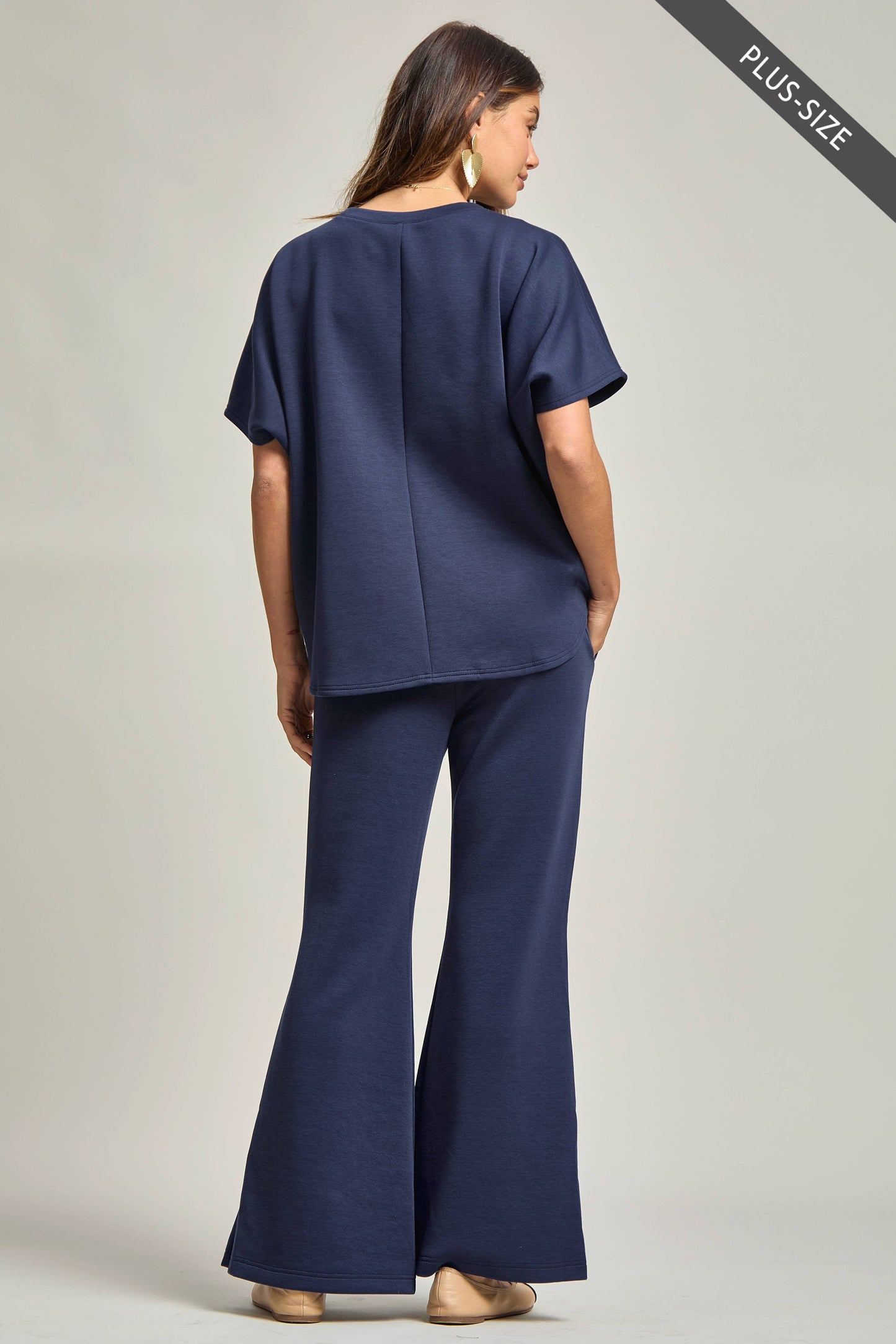 Navy Dear Scarlett Poncho Top + Bell Bottom Modal Set