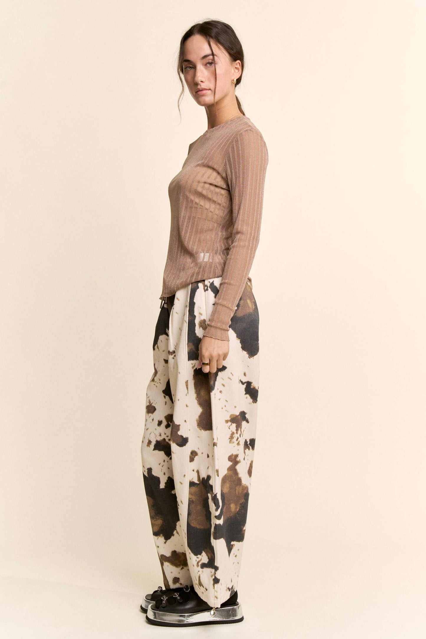 Davi & Dani-TIE-DYE WIDE-LEG DRAWSTRING-HEM PANTS