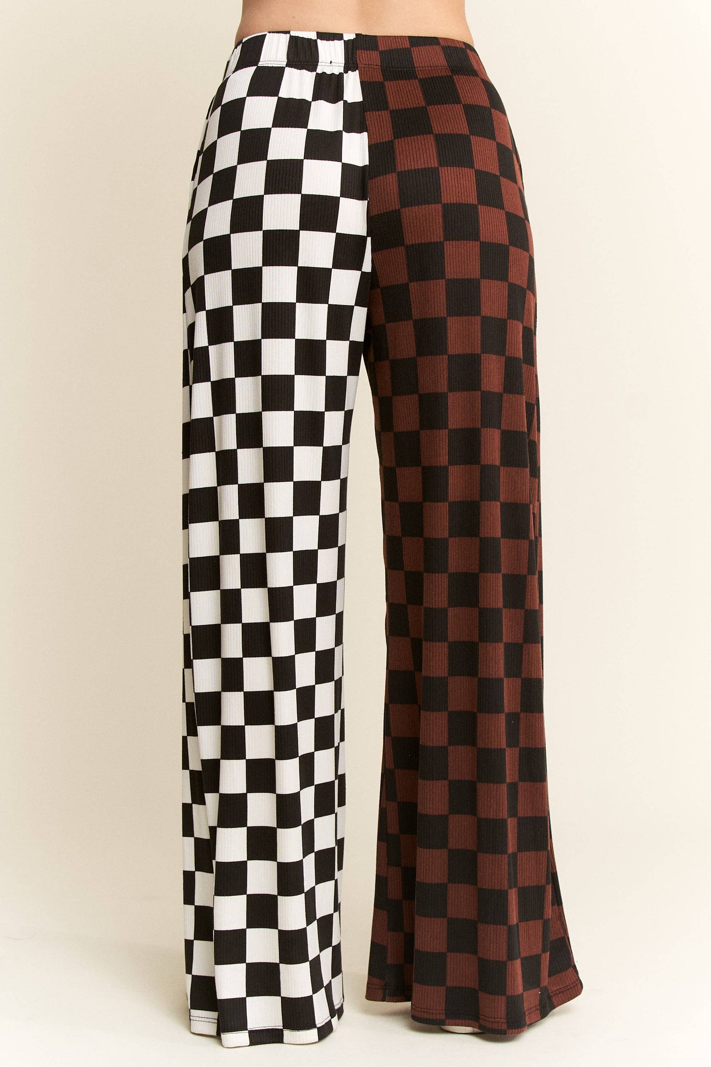JADE BY JANE - PLUS SIZE SPLIT DECISION CHECKERED PANTS: Brown/Black