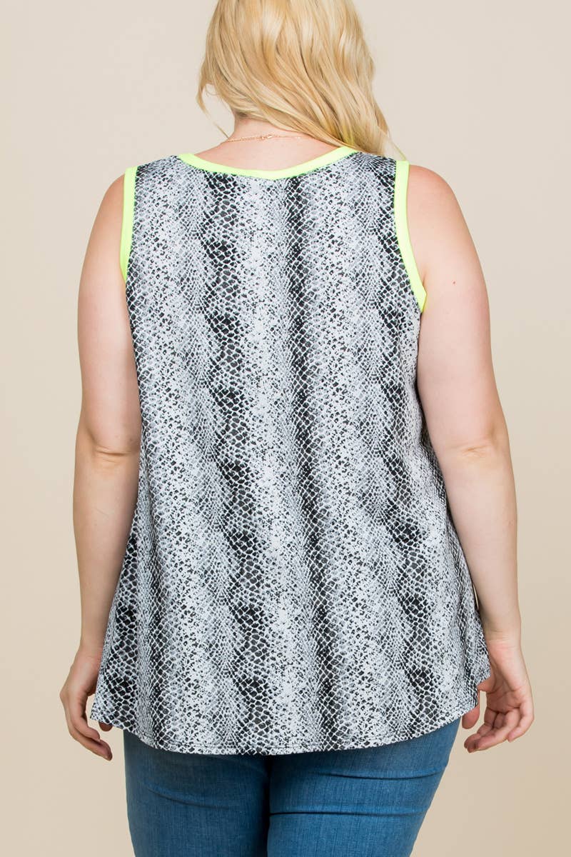 Curvy Neon Lime Snakeskin Side Twist Top
