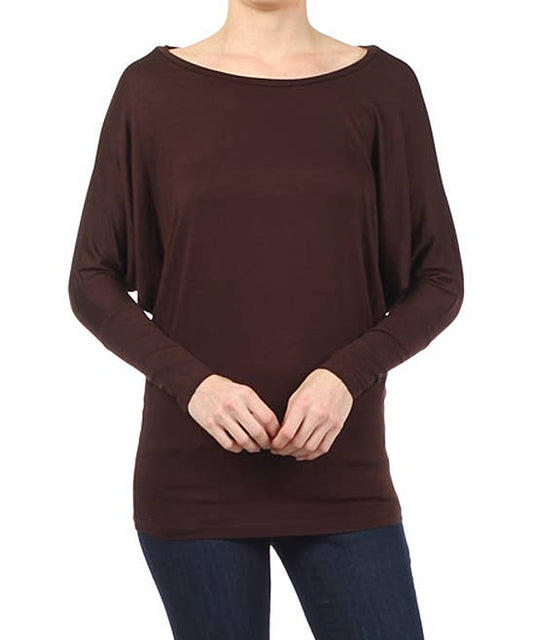 Brown Dolman sleeve top
