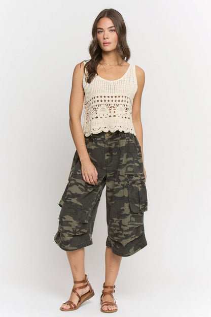 JADE BY JANE - PLUS SIZE CAMO CARGO MIDI PANTS