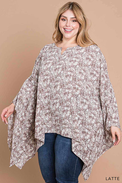 Latte Abstract Floral Printed Blouse