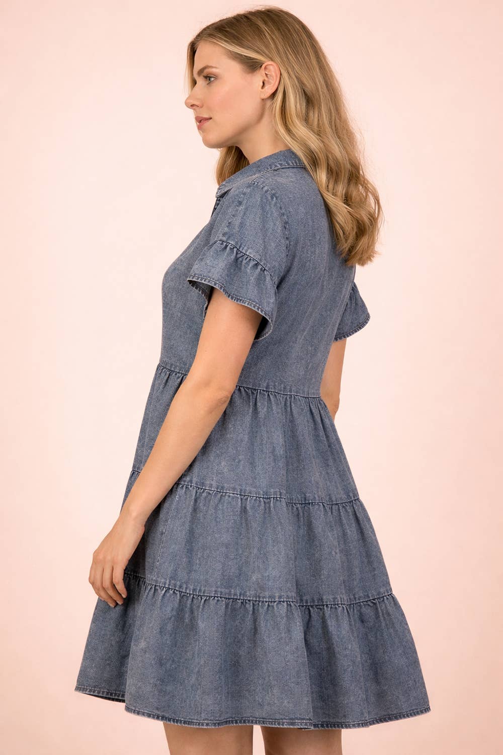 Chambray Mineral Washed Shirt Mini Dress