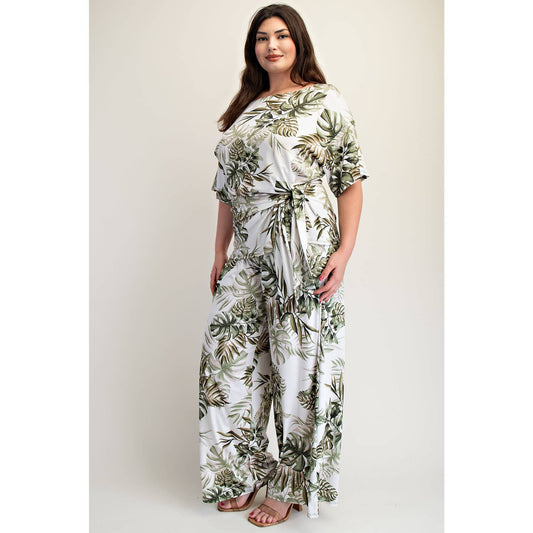 The Palm Tree Short Sleeve Wide Leg Pant Set