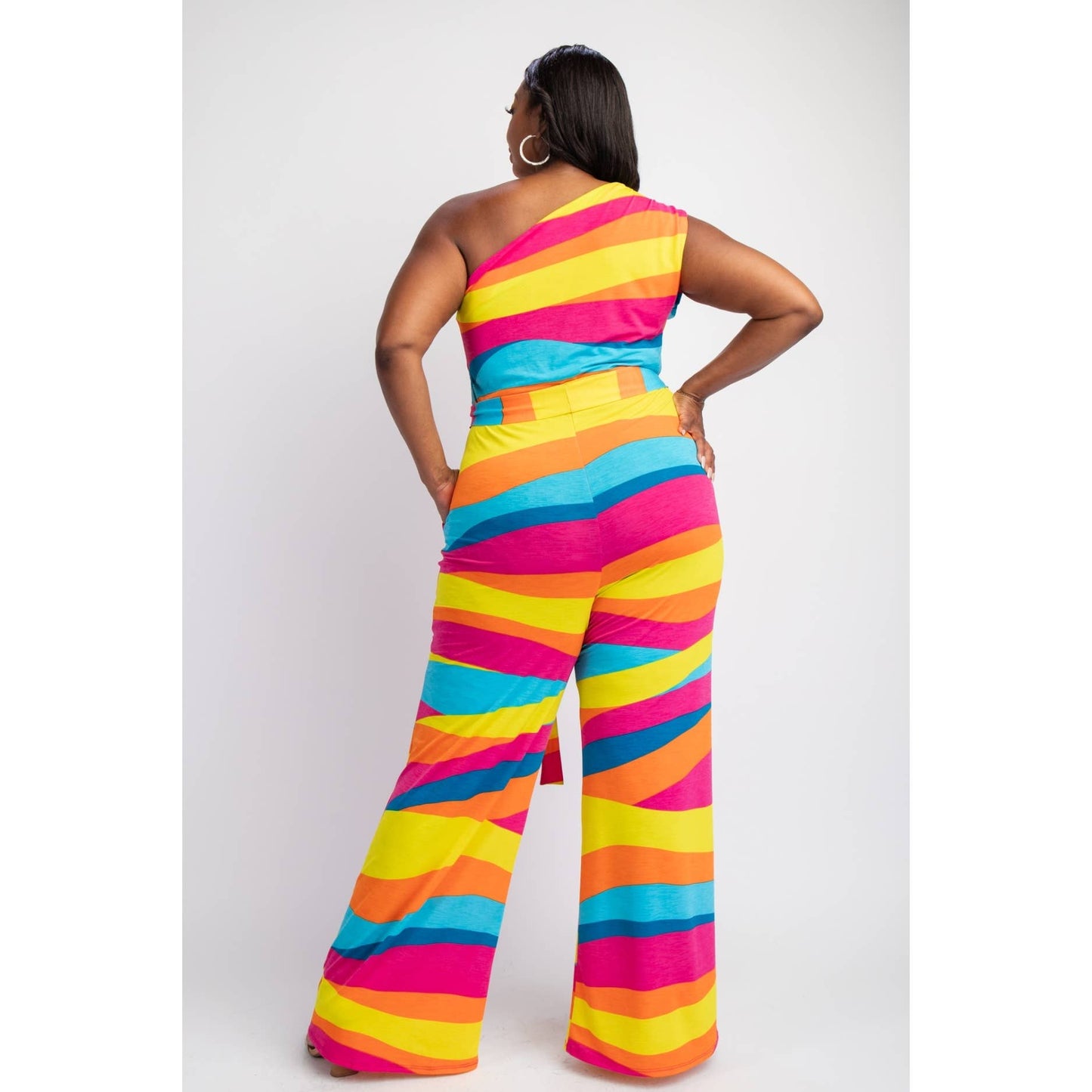 The Curve LA -Rainbow One Shoulder Jumpsuit