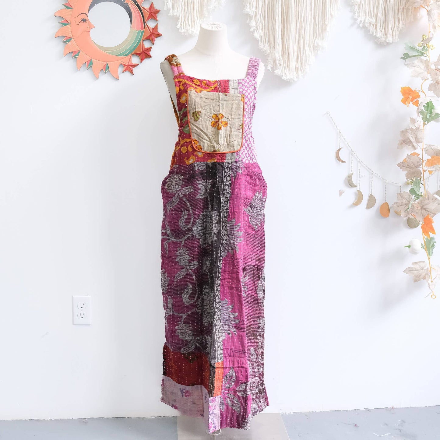 Handmade Kantha Upcycled Cotton Bib Dress