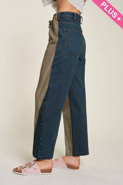 Davi & Dani-Two-Tone Denim Jogger Pants