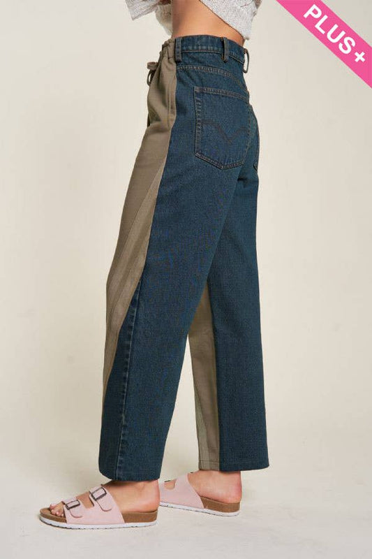 Davi & Dani-Two-Tone Denim Jogger Pants