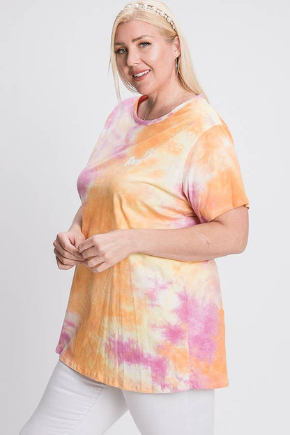 JADE BY JANE - ORANGE TIE-DYE LOVE IS KIND GRAPHIC T SHIRT