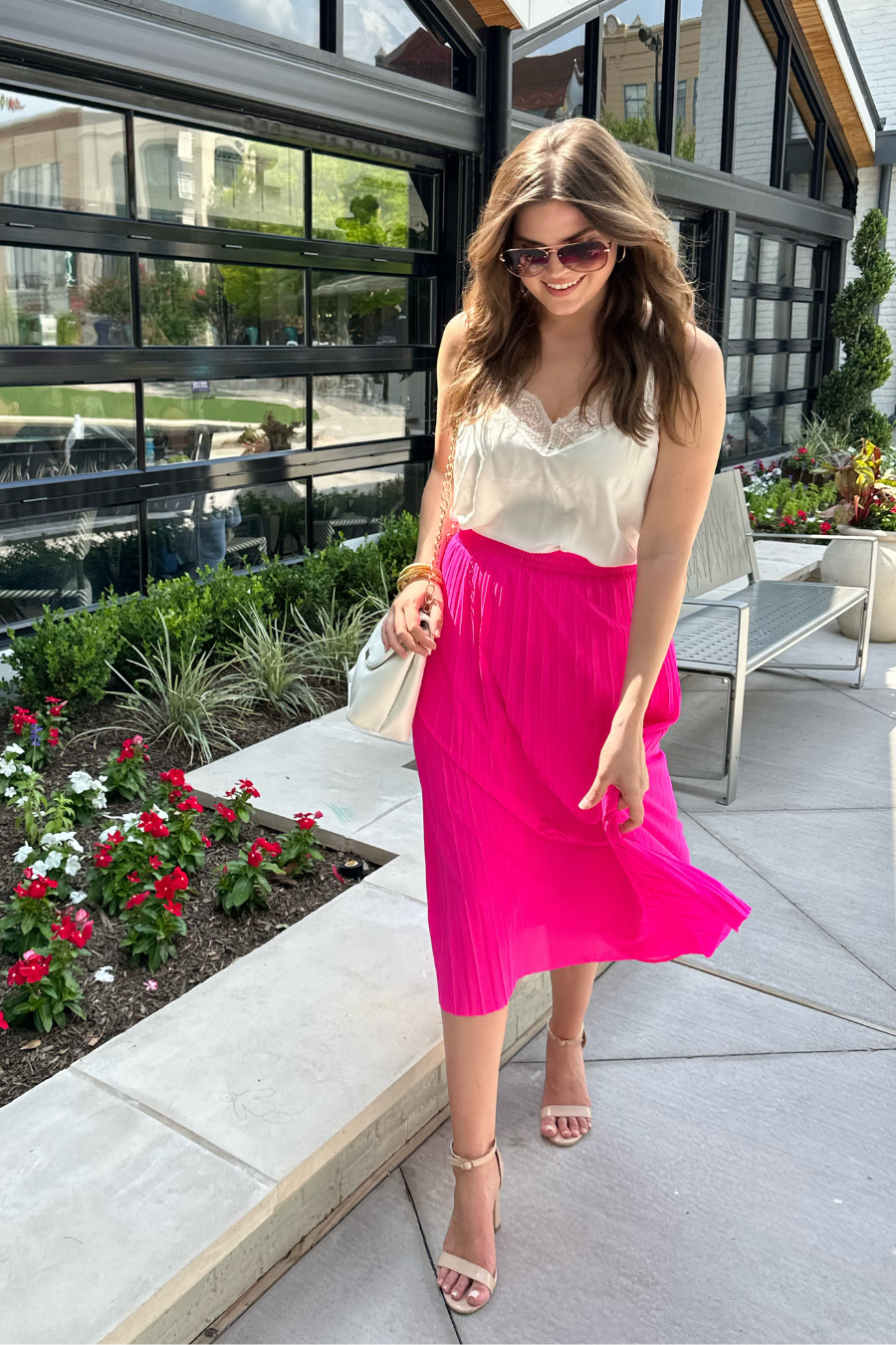Jess Lea - Hot Pink Aubrey Pleated Midi Skirt-3X