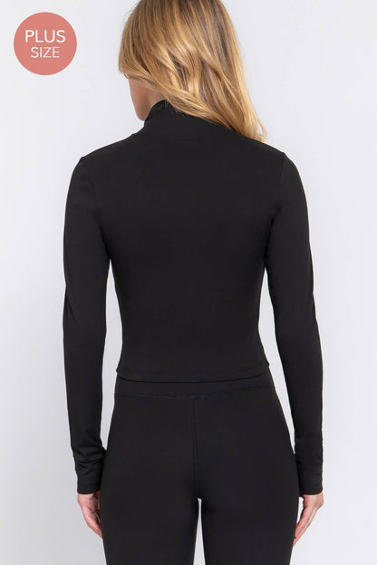Black Long Sleeve Mock Neck Zip-Up & Matching Yoga Pants