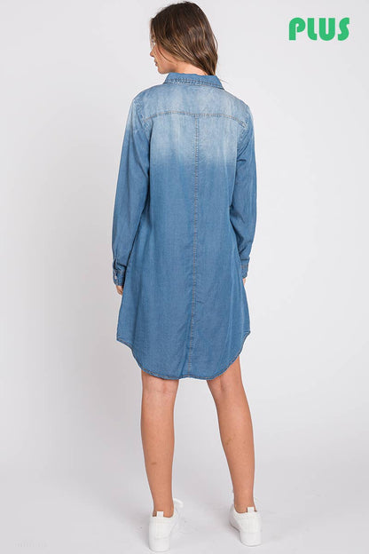 Washed Denim Curvy Shirt Dress/Duster ***Size Up One***