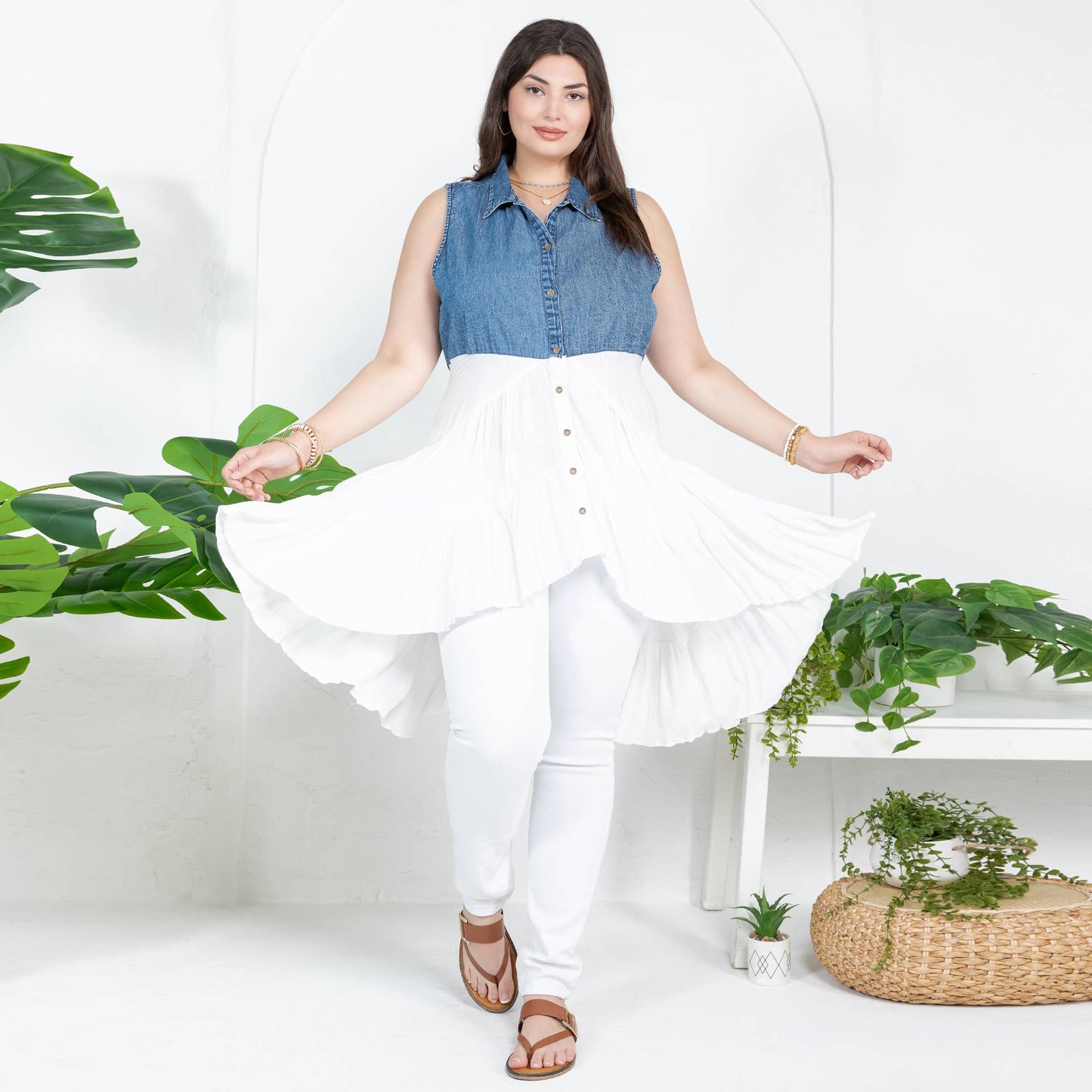 Young Threads - White Front-Open Asymmetrical High Low Top