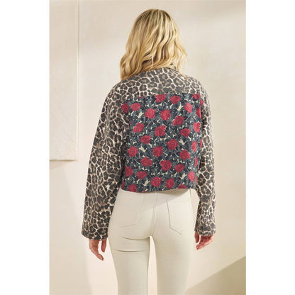 The Gennie Rose Garden Leopard Denim Jacket