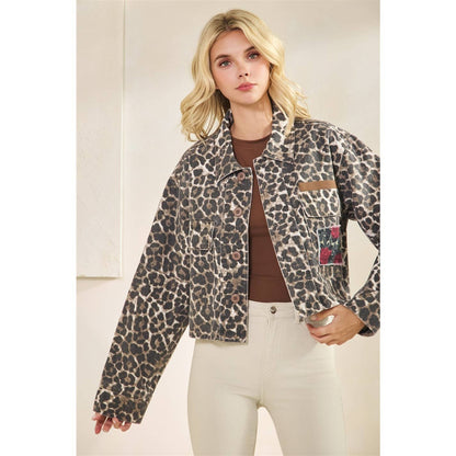 The Gennie Rose Garden Leopard Denim Jacket