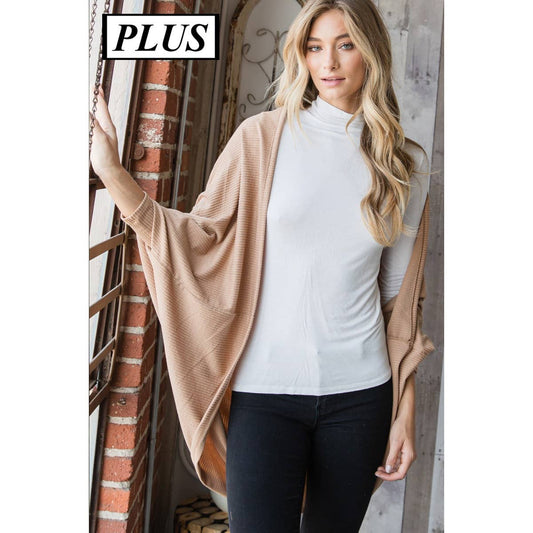 Curvy Urban Knit Shawl Open Front Cardigan