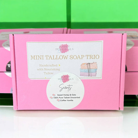 Bubbly Botanicals - Mini Tallow Soap Gift Set (3 Pack) –Natural Handmade Soaps for Gifting