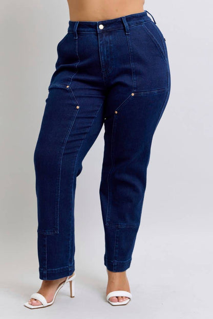 Judy Blue Jeans - High Waisted Work Wear Knee Patch Straight-