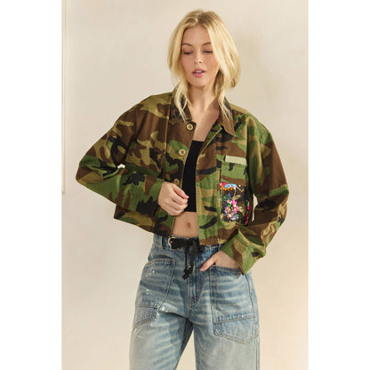 Veveret - Camo Sequins Contrast Jacket