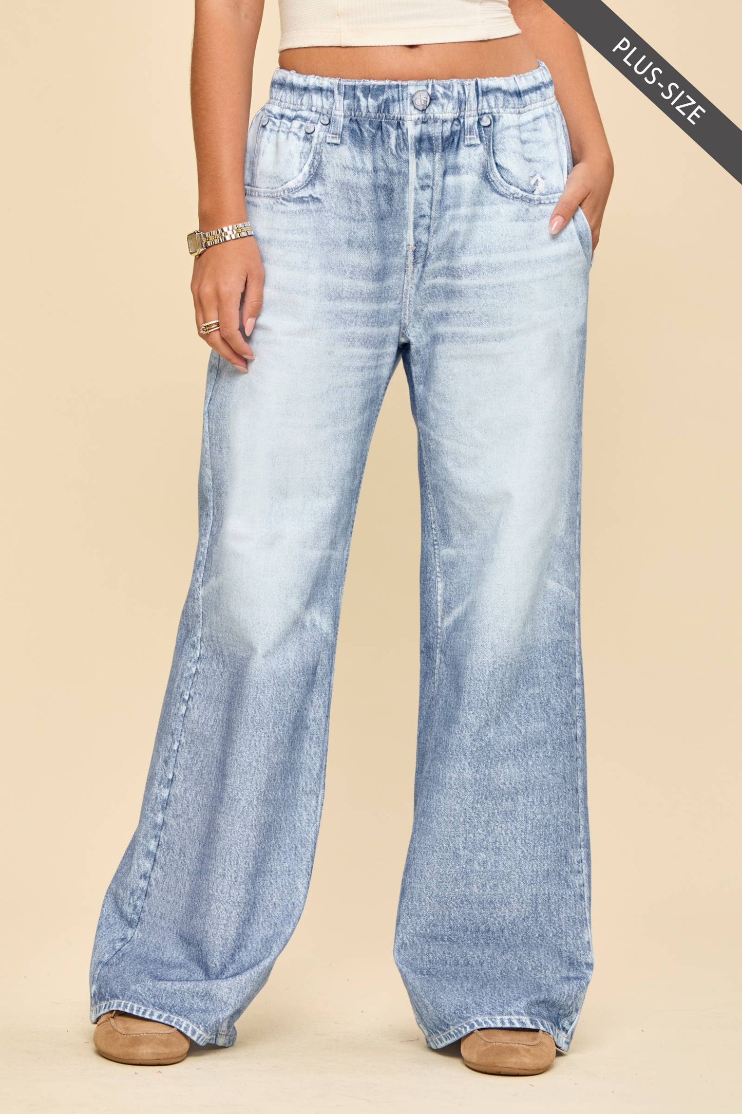 Light Wash-It's Zenim Not Denim! Curvy Wide Leg Pant