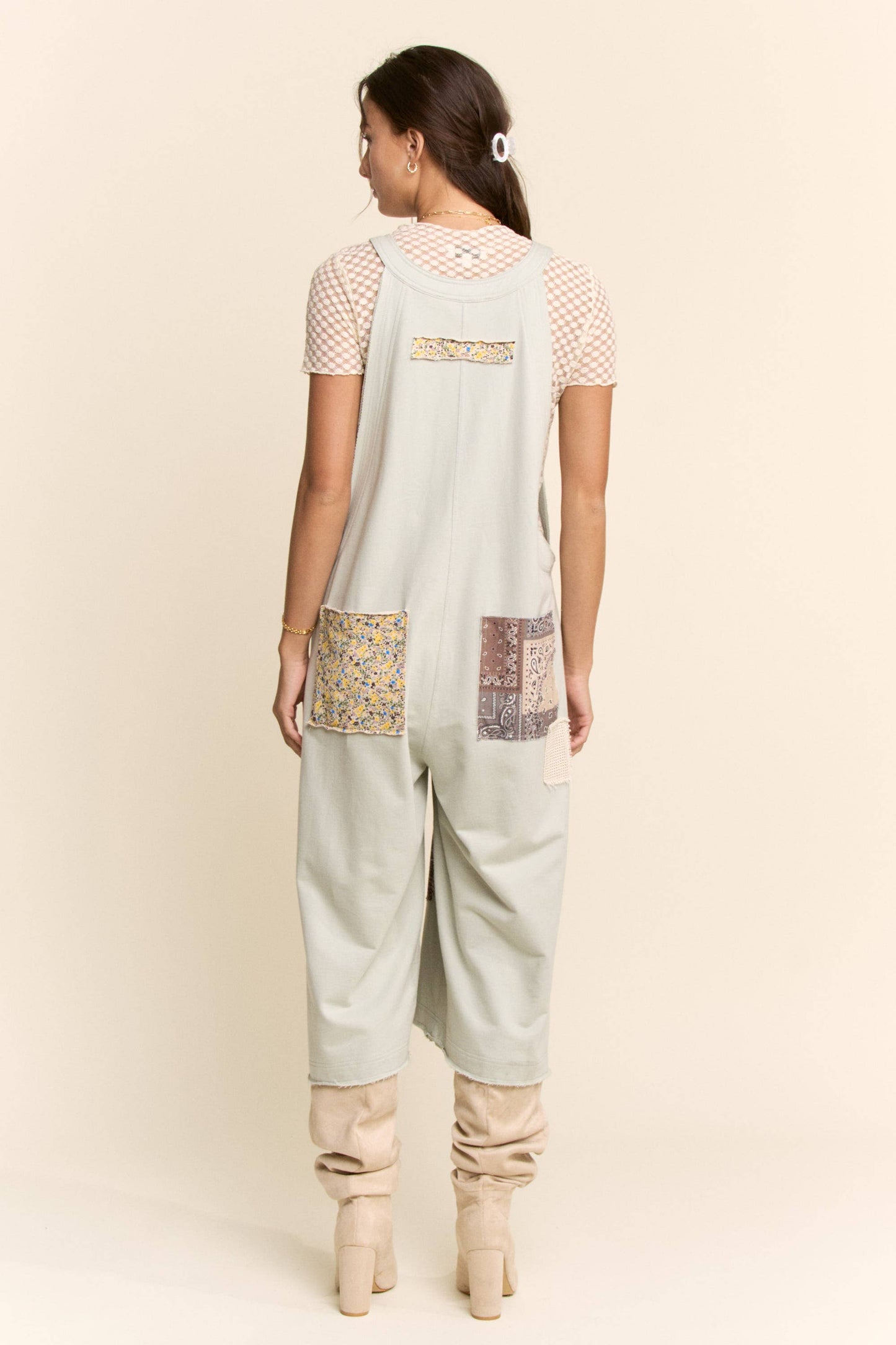 Davi & Dani -COTTON PATCHWORK JUMPSUIT ADJUSTABLE STRAP
