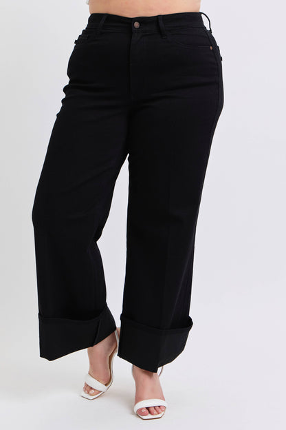 Judy Blue Jeans - High Waisted Retro Wide Cuffed Leg -