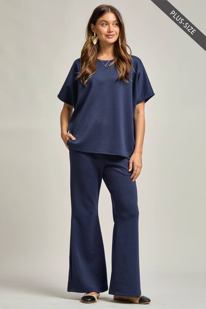 Navy Dear Scarlett Poncho Top + Bell Bottom Modal Set