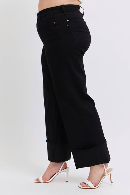 Judy Blue Jeans - High Waisted Retro Wide Cuffed Leg -