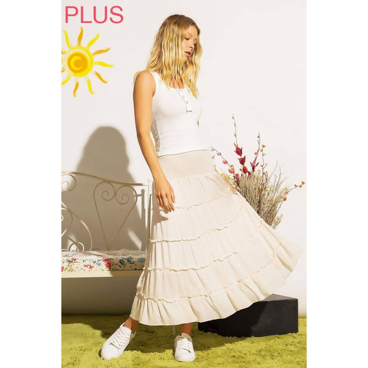 IVORY TIERED SMOCKING CONVERTIBLE SKIRT DRESS