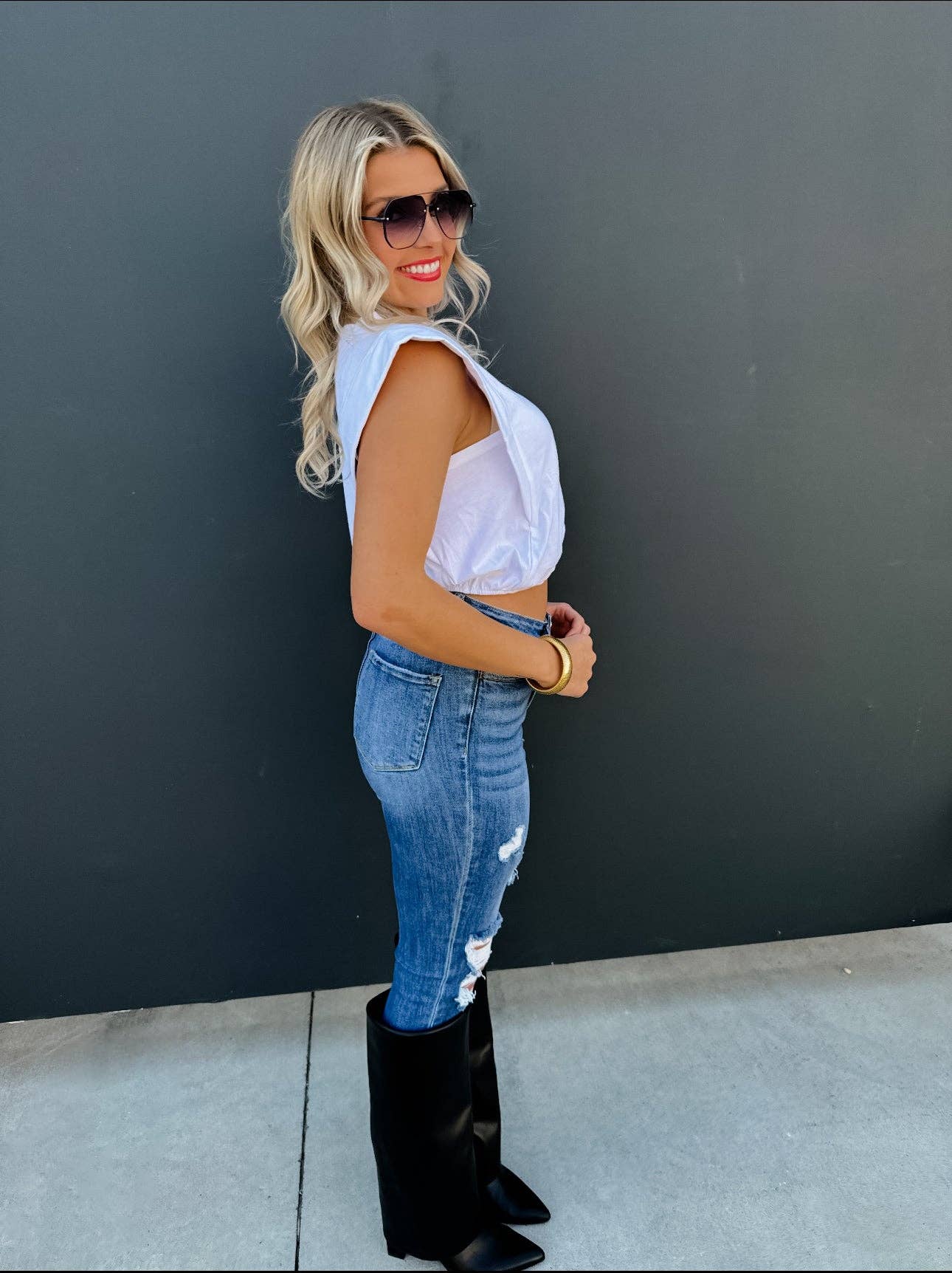 IVORY-STEVIE CAP SLEEVE TOP