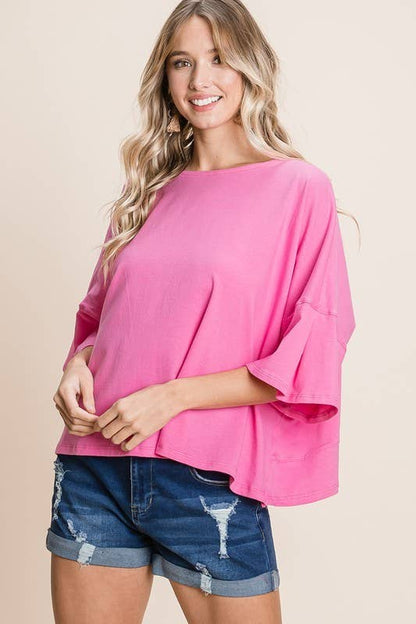 Hot Pink Cotton Cropped Top