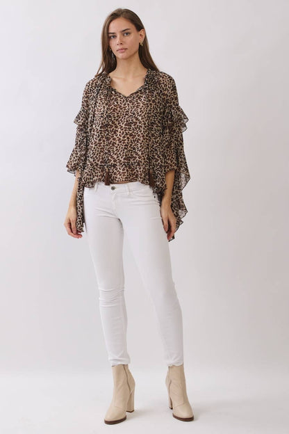 Oddi - Leopard Printed Chiffon Blouse