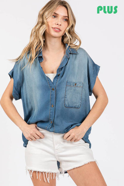 Washed Roll Up Soft Denim Shirt