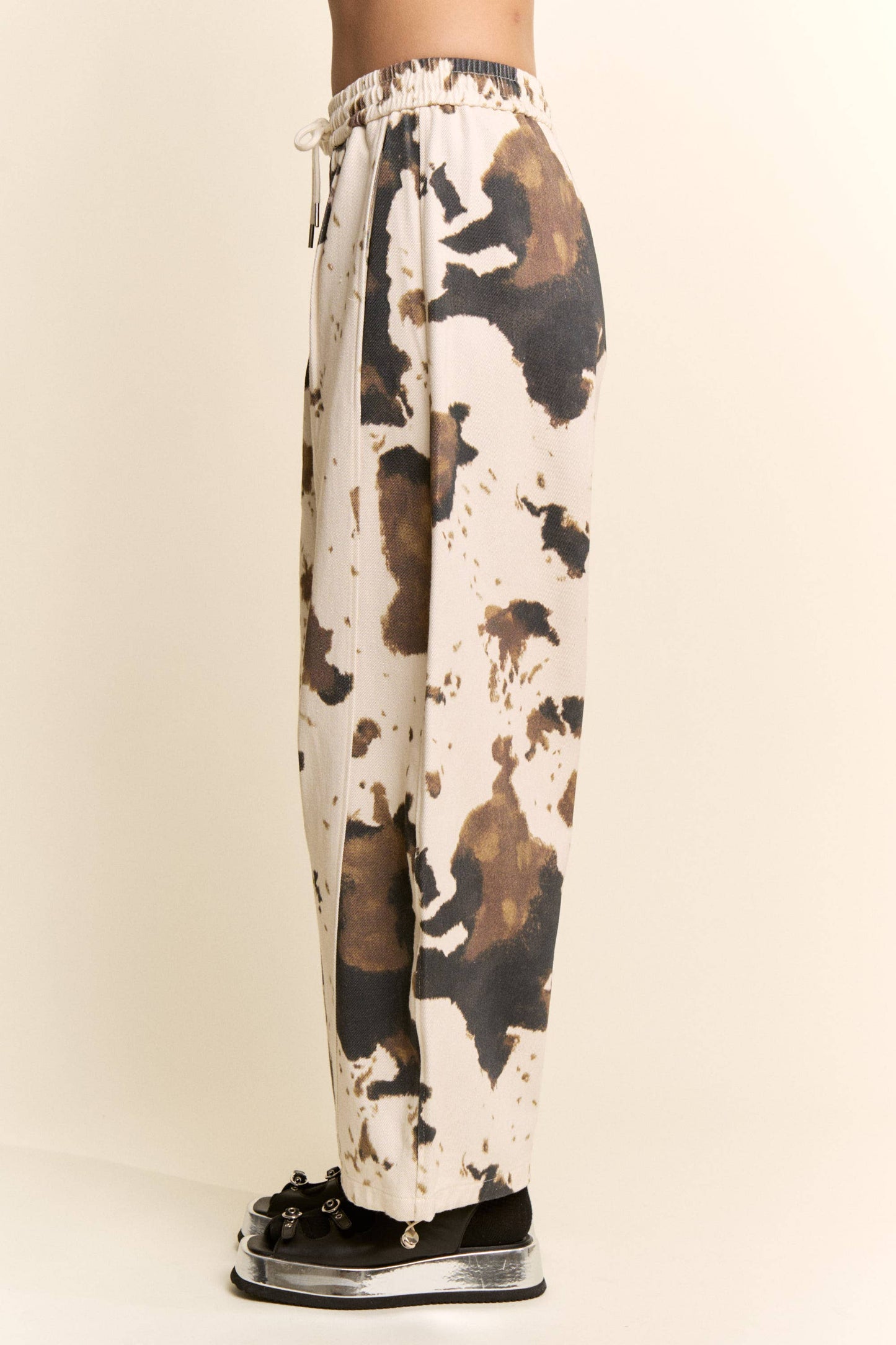 Davi & Dani-TIE-DYE WIDE-LEG DRAWSTRING-HEM PANTS