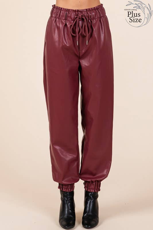 Faux Leather Jogger Pants