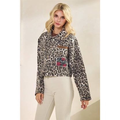 The Gennie Rose Garden Leopard Denim Jacket