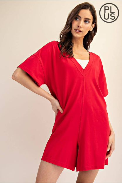 Rae Mode - RED COTTON LYCRA SUMMER ROMPER
