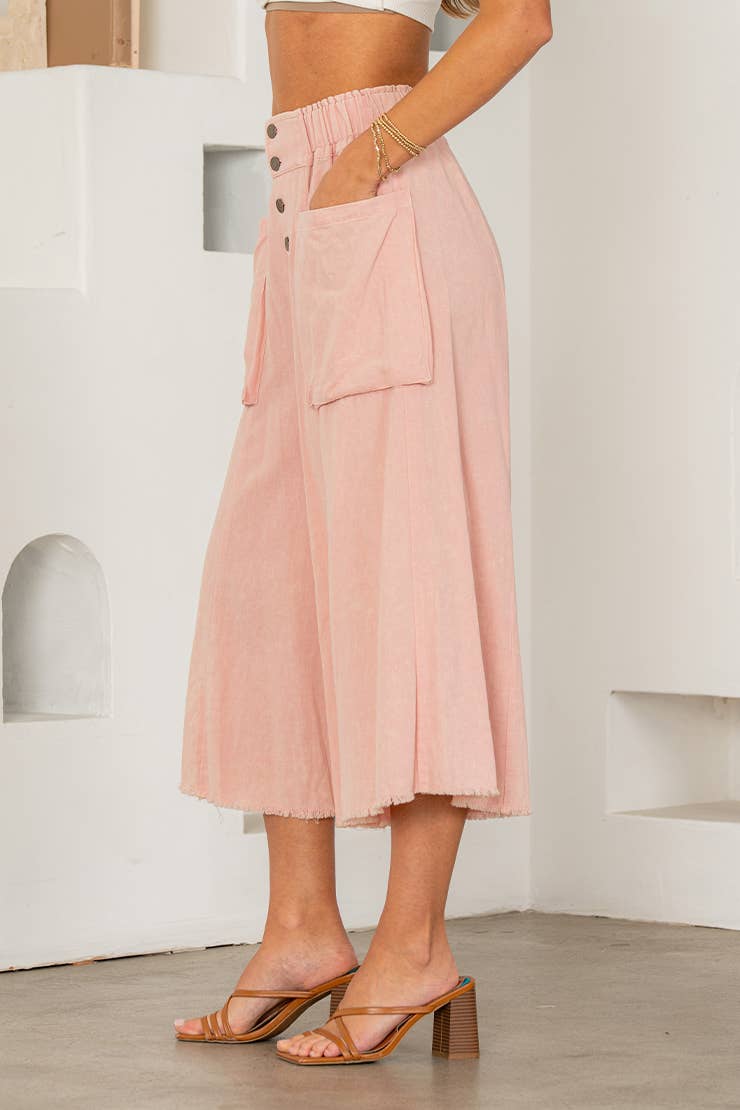 Sew In Love - Rose Pink High Rise Wide Leg Pants with Pockets