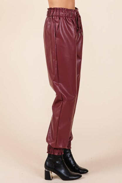 Faux Leather Jogger Pants